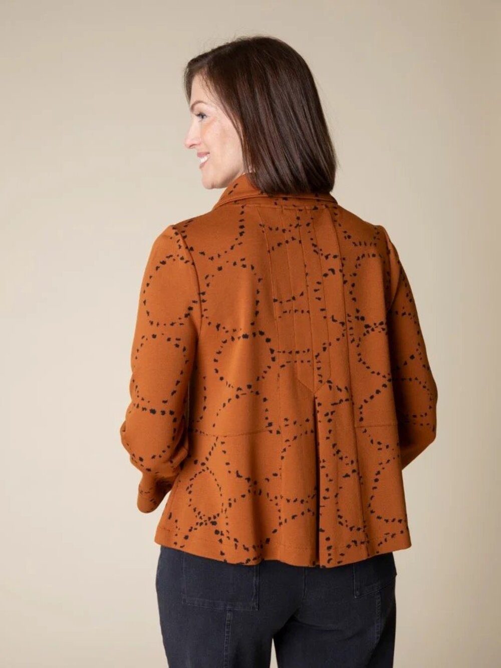 Habitat Clothing Retro Circle Knit Jacquard Button Jacket Ginger Rust - Picture 2 of 11